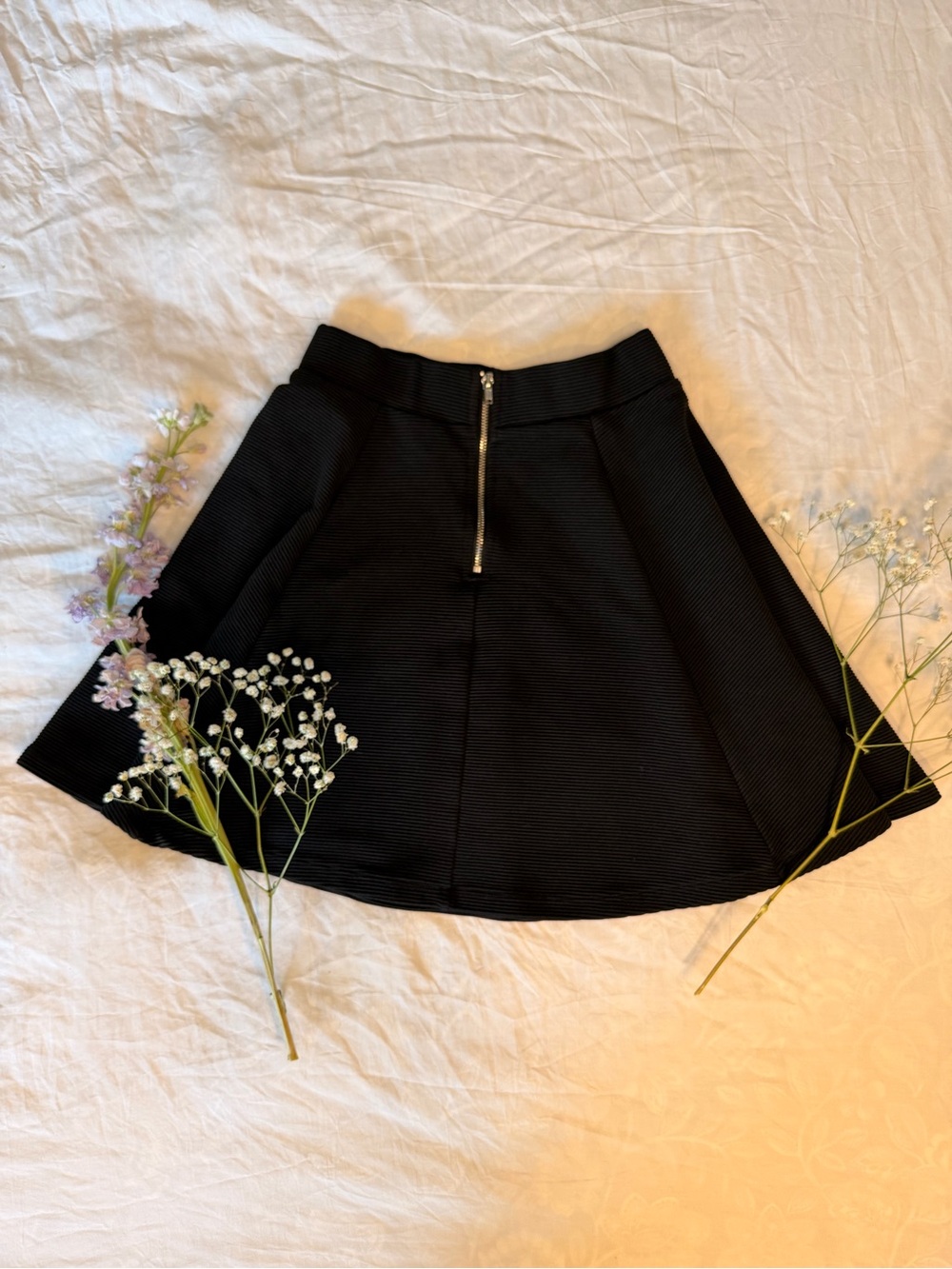 H&M Black Mini Skater Skirt with Zip
